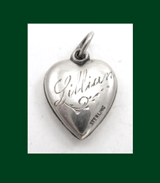 Home Sweet Home Sterling Puffy Heart Charm Signature