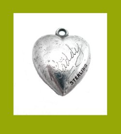 Lucky Horseshoe Sterling Puffy Heart Charm Signature