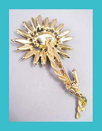  Black Rhinestone Flower Pin Back