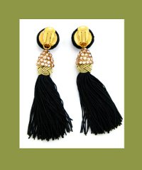 Richard Kerr Golden Sequin Fringe Earrings Signature