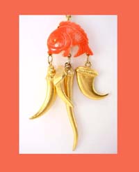 Kenneth Jay Lane Colorful Fish Pendant Close