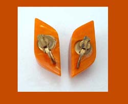 Orange Marbled Bakelite Earrings Signature
