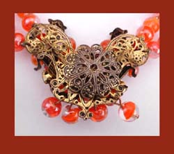 Vibrant Orange Art Glass Beaded Necklace Back
