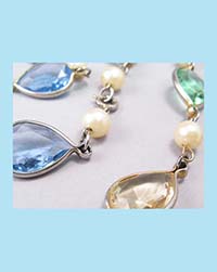 Beauty in Pastel and Glass Pearls Sautoir Necklace Close