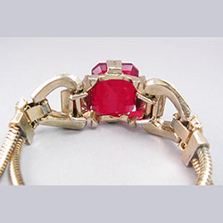 Red Rhinestone Retro Golden Bracelet Back