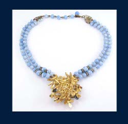 Enamel Flowers and Rhinestone Beaded Necklace Back