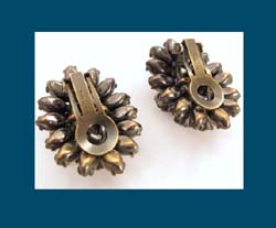 Schreiner (unsigned) Topaz and Blue Rhinestone Earrings Signature