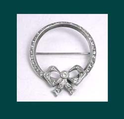 Sterling Rhinestone Bow Pin