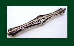 Large Sterling Filigree and Rhinestone Bar Pin Signature