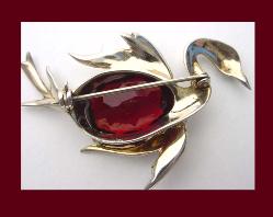 Graceful Sterling & Rhinestone Swan Brooch Back