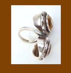 Topaz Rhinestone Sterling Ring Side