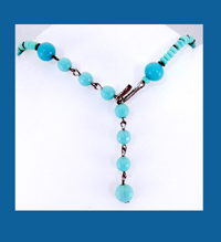 Glass Turquoise and Coral Beaded Necklace Hook