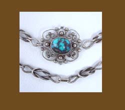 Elegant Sterling Turquoise Necklace Close Up