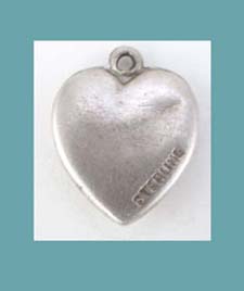 Victorian Scrolled Sterling Puffy Heart Charm Back