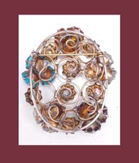 Vogue Sterling Vermeil Rhinestone Pin Signature