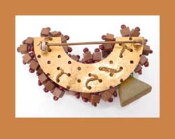 Fantastic Wooden Beaded Brooch Close Up