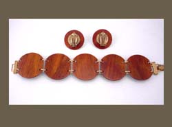  Richly Colored Wood Bracelet & Earring Set Back