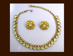 Citrine and Yellow Sapphire Rhinestone Necklace & Earrings Full