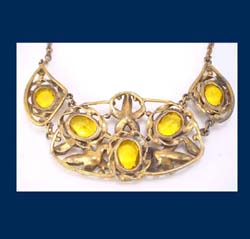 Citrine Rhinestone Panel Necklace Back